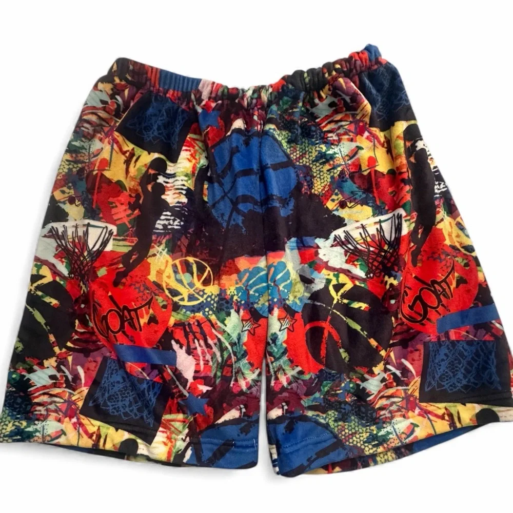 Graffiti Basketball Long‎ Fuzzy Shorts Boys Youth Size 14/16